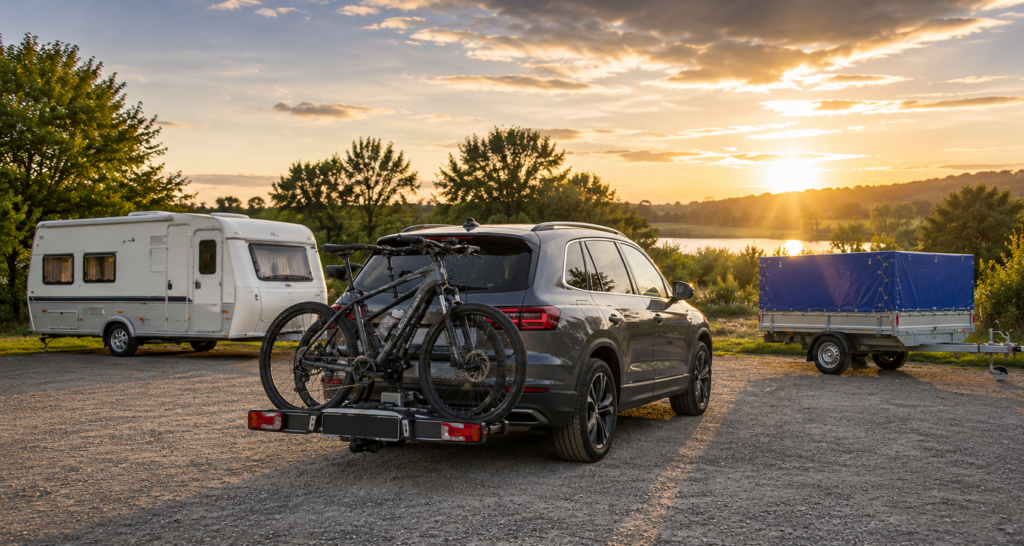 Anhängerkupplung nachrüsten in Hannover – SUV mit Fahrradträger, Wohnwagen und Anhänger